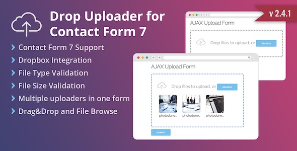 Drop Uploader For CF7 – Drag&Drop File Uploader Addon Preview Wordpress Plugin - Rating, Reviews, Demo & Download