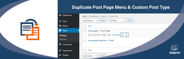 Duplicate Post Page Menu & Custom Post Type Preview Wordpress Plugin - Rating, Reviews, Demo & Download