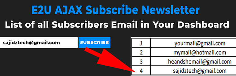 E2U AJAX Subscribe Newsletter Preview Wordpress Plugin - Rating, Reviews, Demo & Download