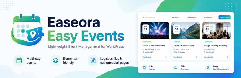 Easeora Easy Events Preview Wordpress Plugin - Rating, Reviews, Demo & Download