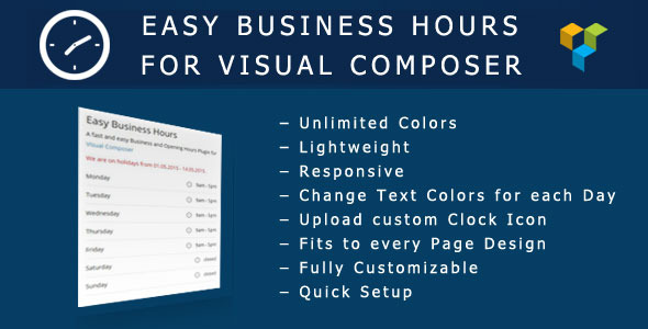 Easy Business Hours Addon For Visual Composer Preview Wordpress Plugin - Rating, Reviews, Demo & Download