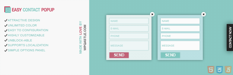 Easy Contact PopUP Preview Wordpress Plugin - Rating, Reviews, Demo & Download