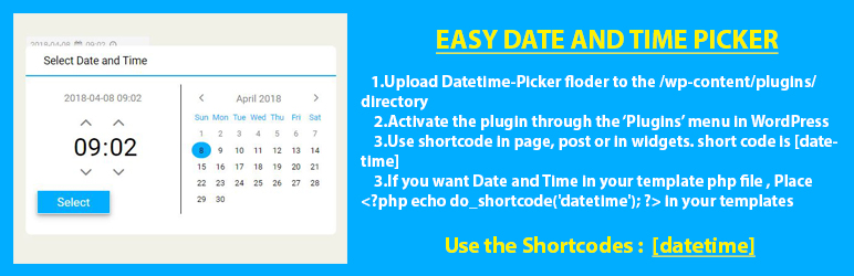 Easy Date And Time Picker Preview Wordpress Plugin - Rating, Reviews, Demo & Download