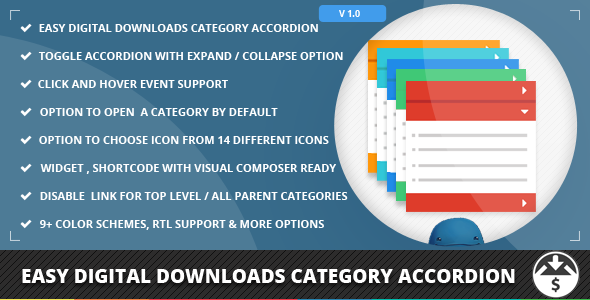Easy Digital Downloads Category Accordion Preview Wordpress Plugin - Rating, Reviews, Demo & Download