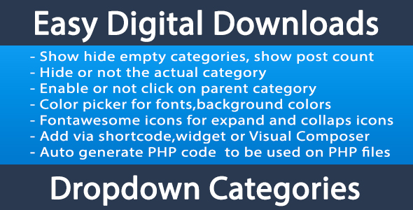 Easy Digital Downloads EDD Categories Dropdown Preview Wordpress Plugin - Rating, Reviews, Demo & Download