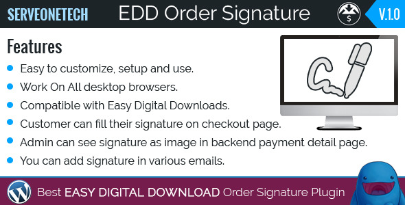 Easy Digital Downloads – Order Signature Preview Wordpress Plugin - Rating, Reviews, Demo & Download