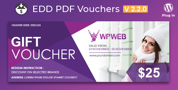Easy Digital Downloads – PDF Vouchers Preview Wordpress Plugin - Rating, Reviews, Demo & Download