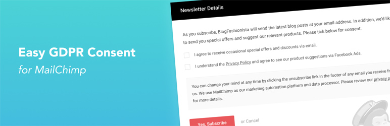Easy GDPR Consent Forms – MailChimp Preview Wordpress Plugin - Rating, Reviews, Demo & Download