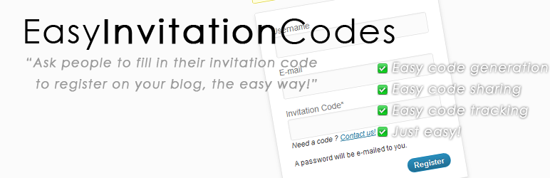 Easy Invitation Codes Preview Wordpress Plugin - Rating, Reviews, Demo & Download