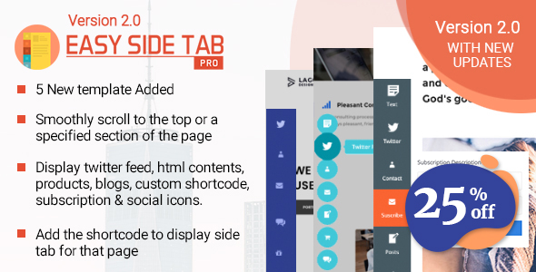 Easy Side Tab Pro – Responsive Floating Tab Plugin For Wordpress Preview - Rating, Reviews, Demo & Download