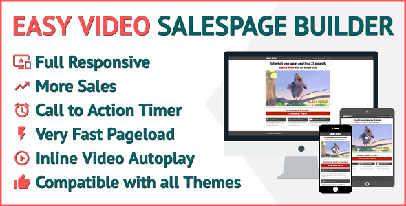 Easy Video Salespage Builder Preview Wordpress Plugin - Rating, Reviews, Demo & Download