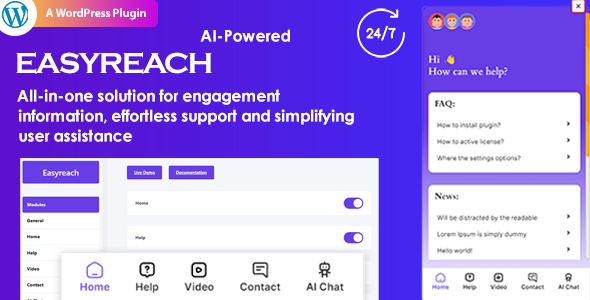 EasyReach – All-in-one OpenAI Powered Floating Popup Support Solution Preview Wordpress Plugin - Rating, Reviews, Demo & Download