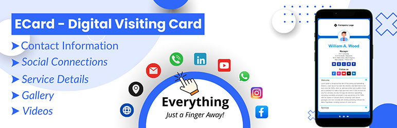 ECard – Digital Visiting Card Preview Wordpress Plugin - Rating, Reviews, Demo & Download