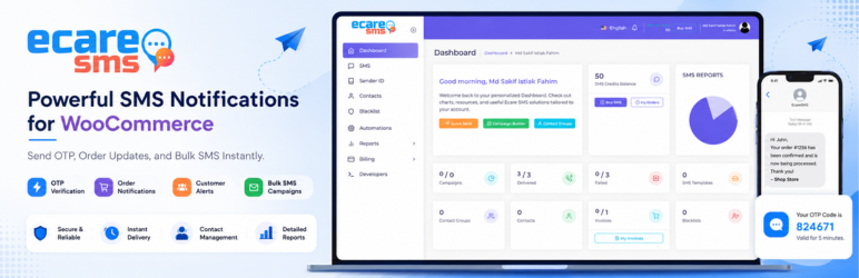 Ecare SMS Preview Wordpress Plugin - Rating, Reviews, Demo & Download