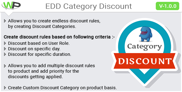 EDD Category Discount Preview Wordpress Plugin - Rating, Reviews, Demo & Download