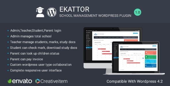 Ekattor School Manager Wordpress Plugin Preview - Rating, Reviews, Demo & Download