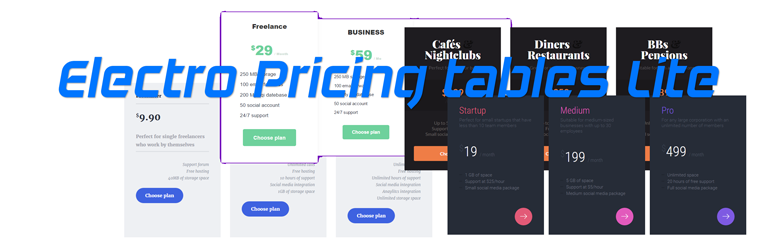 Electro Pricing Tables Lite Preview Wordpress Plugin - Rating, Reviews, Demo & Download