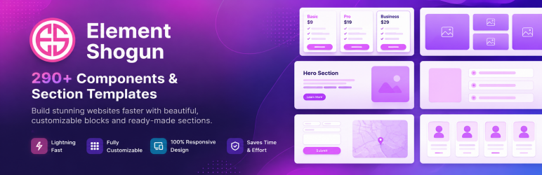 Element Shogun – Components & Section Templates For Elementor Preview Wordpress Plugin - Rating, Reviews, Demo & Download