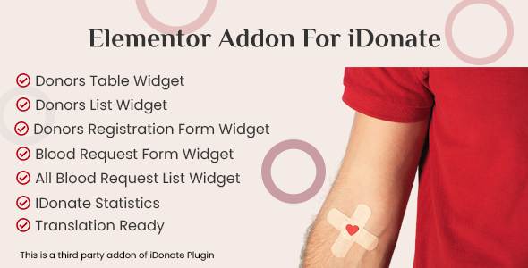 Elementor Addon For IDonatePro – Blood Donation, Request And Donor Management Preview Wordpress Plugin - Rating, Reviews, Demo & Download