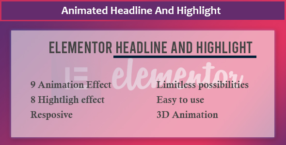 Elementor – Animate Headline And Highlight Extension Preview Wordpress Plugin - Rating, Reviews, Demo & Download