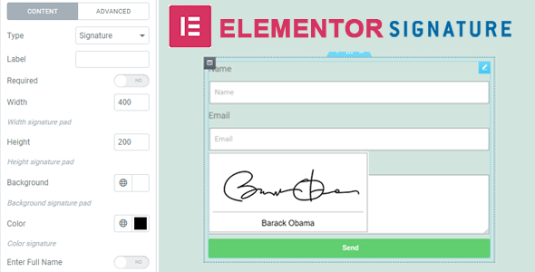 Elementor Form Signature (Form Widget) Preview Wordpress Plugin - Rating, Reviews, Demo & Download