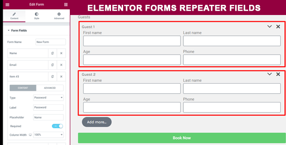 Elementor Forms Repeater Fields Preview Wordpress Plugin - Rating, Reviews, Demo & Download