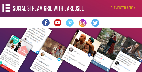 Elementor Page Builder – Social Stream Grid With Carousel Preview Wordpress Plugin - Rating, Reviews, Demo & Download