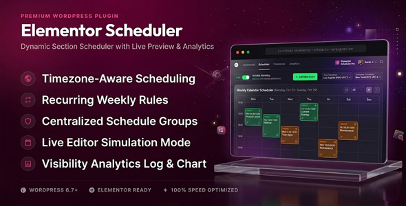 Elementor Schedular Preview Wordpress Plugin - Rating, Reviews, Demo & Download