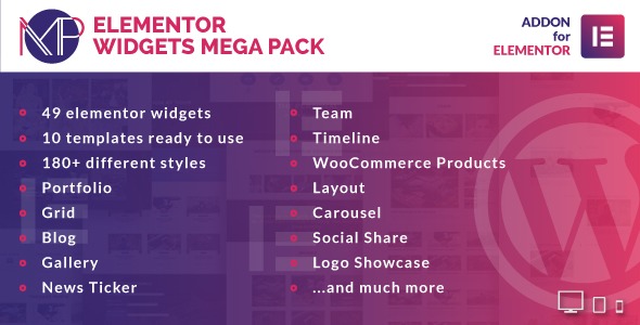 Elementor Widgets Mega Pack – Addons For Elementor Page Builder WordPress Plugin Preview - Rating, Reviews, Demo & Download