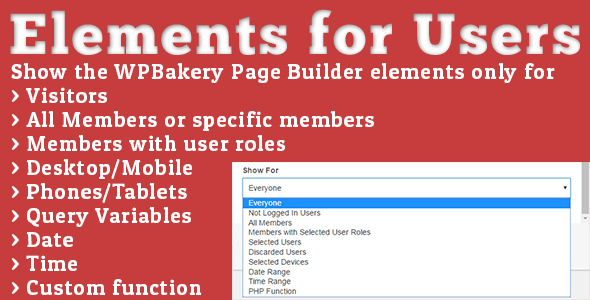 Elements For Users – Addon For WPBakery Page Builder Preview Wordpress Plugin - Rating, Reviews, Demo & Download