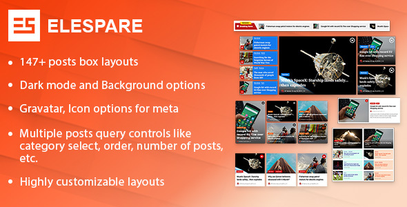 Elespare Pro – Advanced News Magazine Blog Add-ons For Elementor Preview Wordpress Plugin - Rating, Reviews, Demo & Download