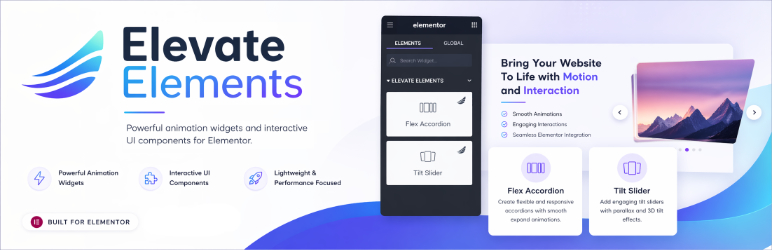 Elevate Elements For Elementor Preview Wordpress Plugin - Rating, Reviews, Demo & Download