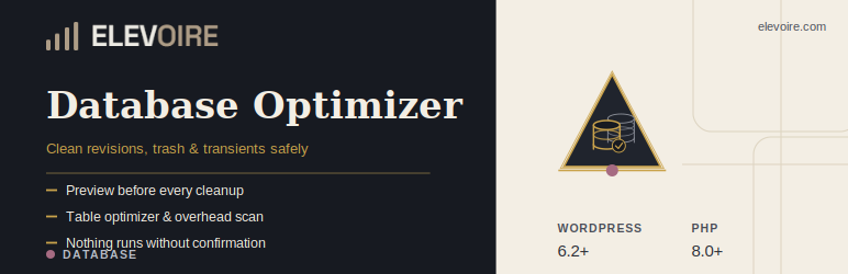 Elevoire Database Optimizer Preview Wordpress Plugin - Rating, Reviews, Demo & Download