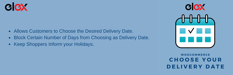 ELEX WooCommerce Choose Your Delivery Date Preview Wordpress Plugin - Rating, Reviews, Demo & Download