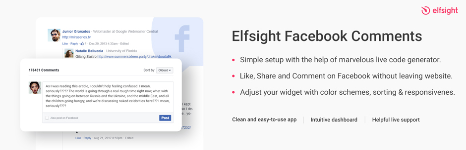 Elfsight Facebook Comments Preview Wordpress Plugin - Rating, Reviews, Demo & Download