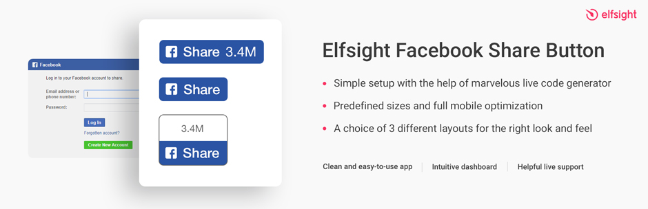 Elfsight Facebook Share Button Preview Wordpress Plugin - Rating, Reviews, Demo & Download