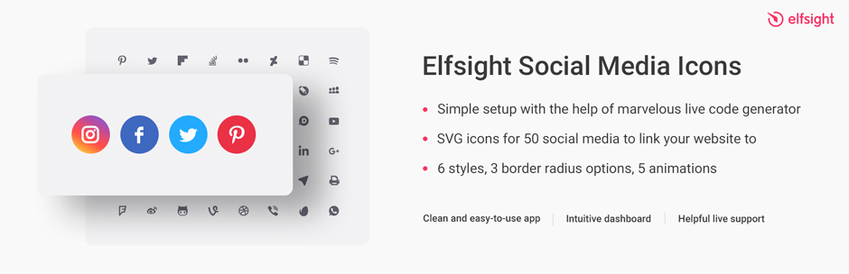 Elfsight Social Media Icons – Social Icons Widget Preview Wordpress Plugin - Rating, Reviews, Demo & Download