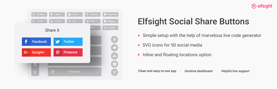 Elfsight Social Share Buttons – Share Buttons Widget Preview Wordpress Plugin - Rating, Reviews, Demo & Download