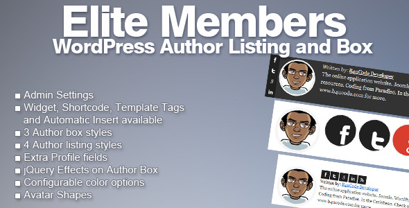 Elite Members – WordPress Author Listing And Box Preview - Rating, Reviews, Demo & Download