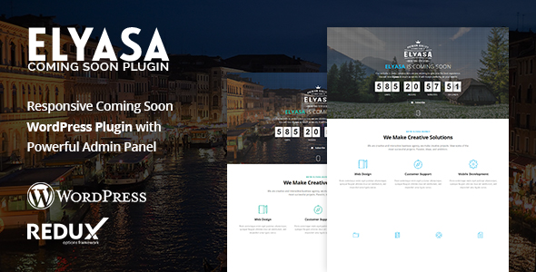 Elyasa – Responsive Coming Soon WordPress Plugin Preview - Rating, Reviews, Demo & Download