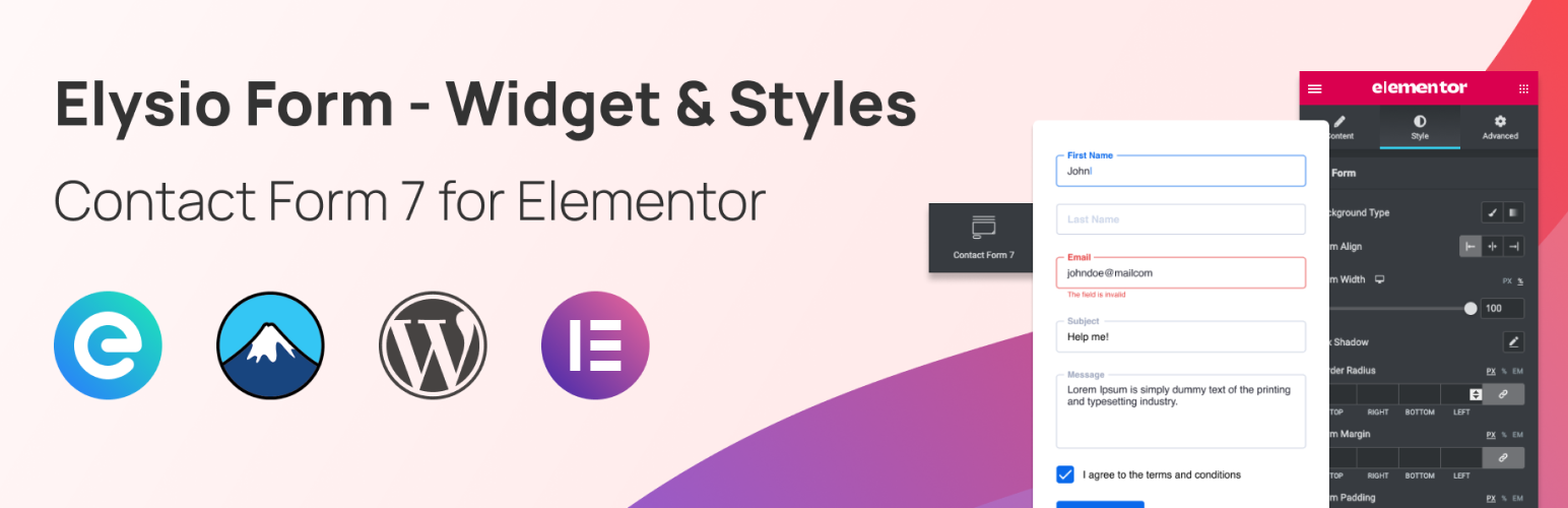 Elysio Form – Widget & Styles Contact Form 7 For Elementor Preview Wordpress Plugin - Rating, Reviews, Demo & Download