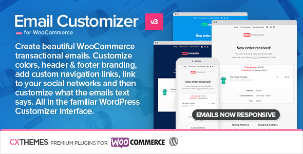 Email Customizer For WooCommerce Preview Wordpress Plugin - Rating, Reviews, Demo & Download