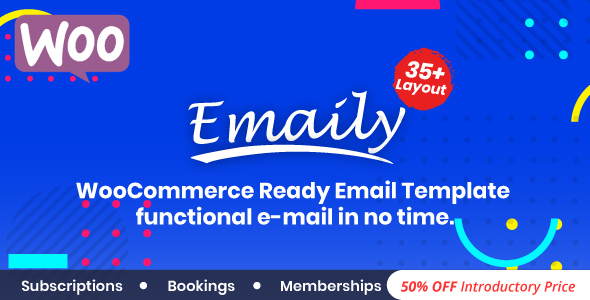 Emaily | WooCommerce Responsive Email Template + Subscriptions + Bookings + Memberships Compatible Preview Wordpress Plugin - Rating, Reviews, Demo & Download