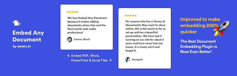 Embed Any Document – Embed PDF, Word, PowerPoint And Excel Files Preview Wordpress Plugin - Rating, Reviews, Demo & Download