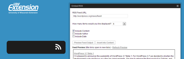 Embed RSS Preview Wordpress Plugin - Rating, Reviews, Demo & Download