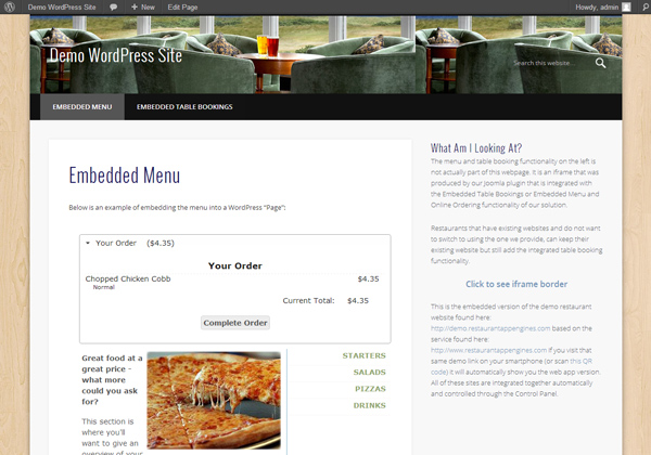Embedded Menu And Online Ordering Preview Wordpress Plugin - Rating, Reviews, Demo & Download