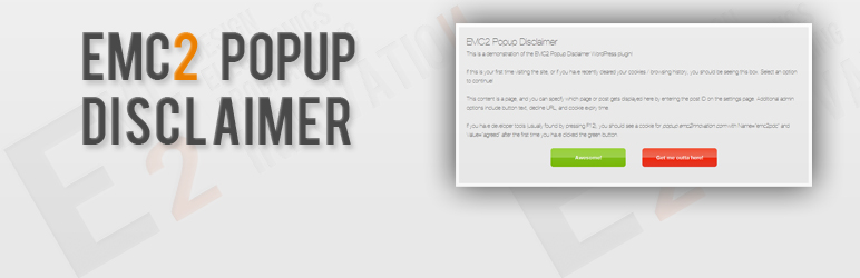EMC2 Popup Disclaimer Preview Wordpress Plugin - Rating, Reviews, Demo & Download