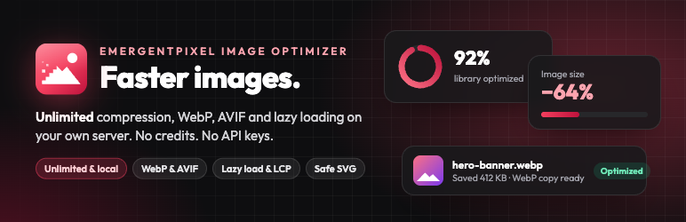 EmergentPixel Image Optimizer Preview Wordpress Plugin - Rating, Reviews, Demo & Download