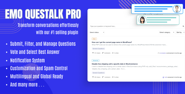 EMO Questalk Pro – Your Ultimate Question & Answer Forum WordPress Plugin Preview - Rating, Reviews, Demo & Download