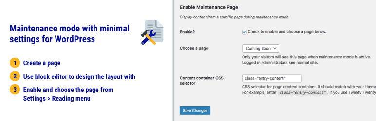Enable Maintenance Page Preview Wordpress Plugin - Rating, Reviews, Demo & Download